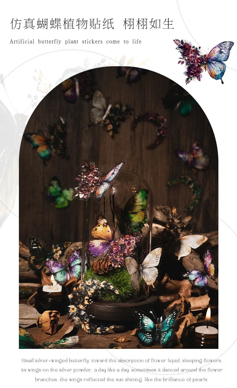 30 PCs Butterfly Flower Themed DIY Decorative Stickers Pack Decorative Stickers For Scrapbook Label Diary Album Planner