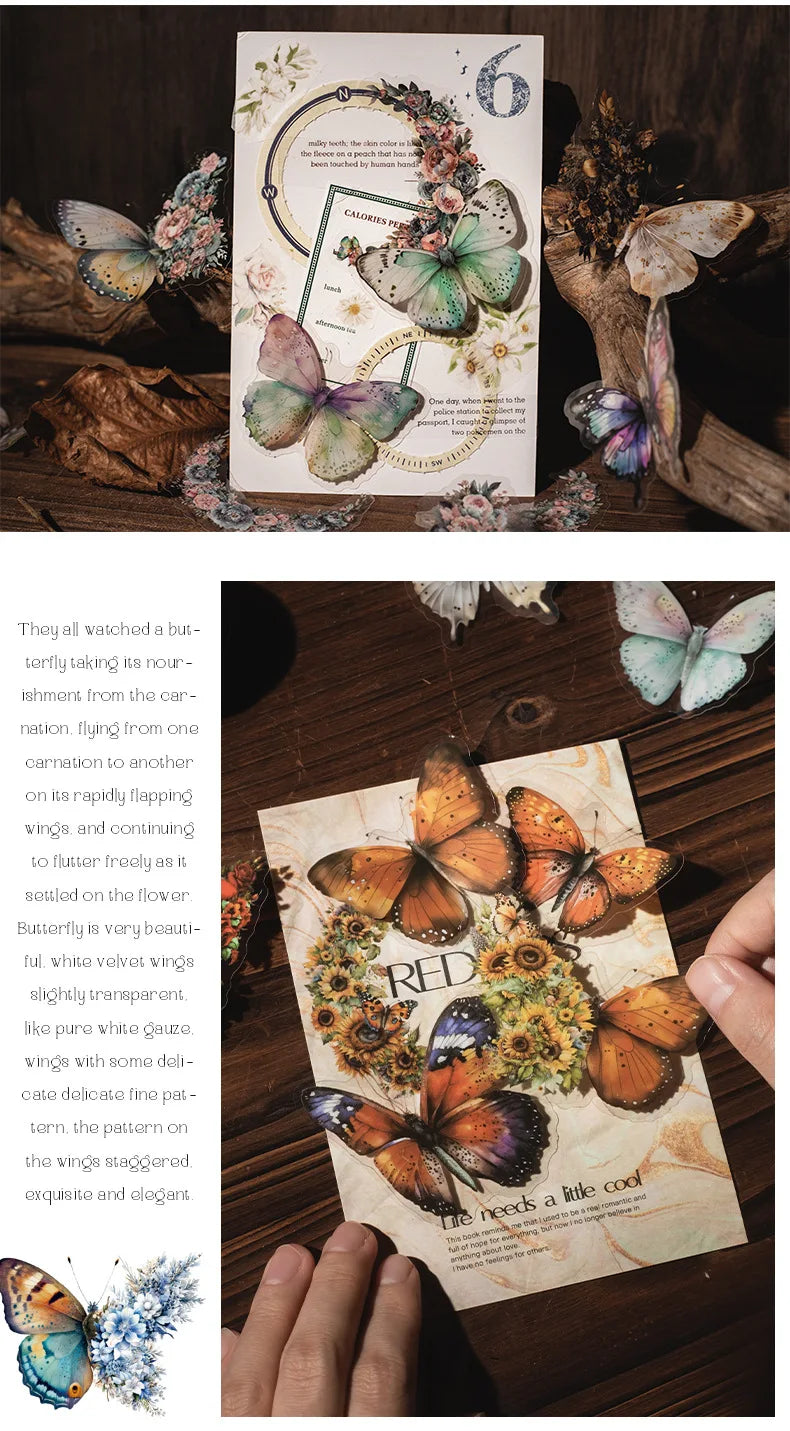 30 PCs Butterfly Flower Themed DIY Decorative Stickers Pack Decorative Stickers For Scrapbook Label Diary Album Planner