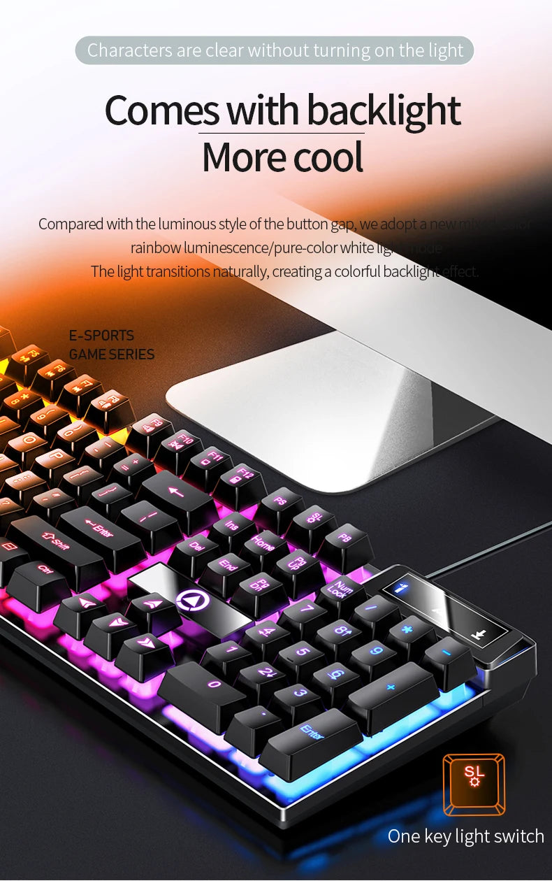 YINDIAO Keyboard Gaming Wired Laptop Desktops PC Computer Office Accessories Low Profile Gamer Keyboards With Numpad