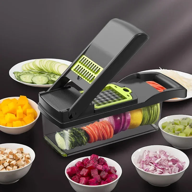 14pcs/Set Vegetable Chopper Multifunctional Fruit Slicer Manual Food Grater Cutter With Container Mincer Chopper Kitchen Stuff