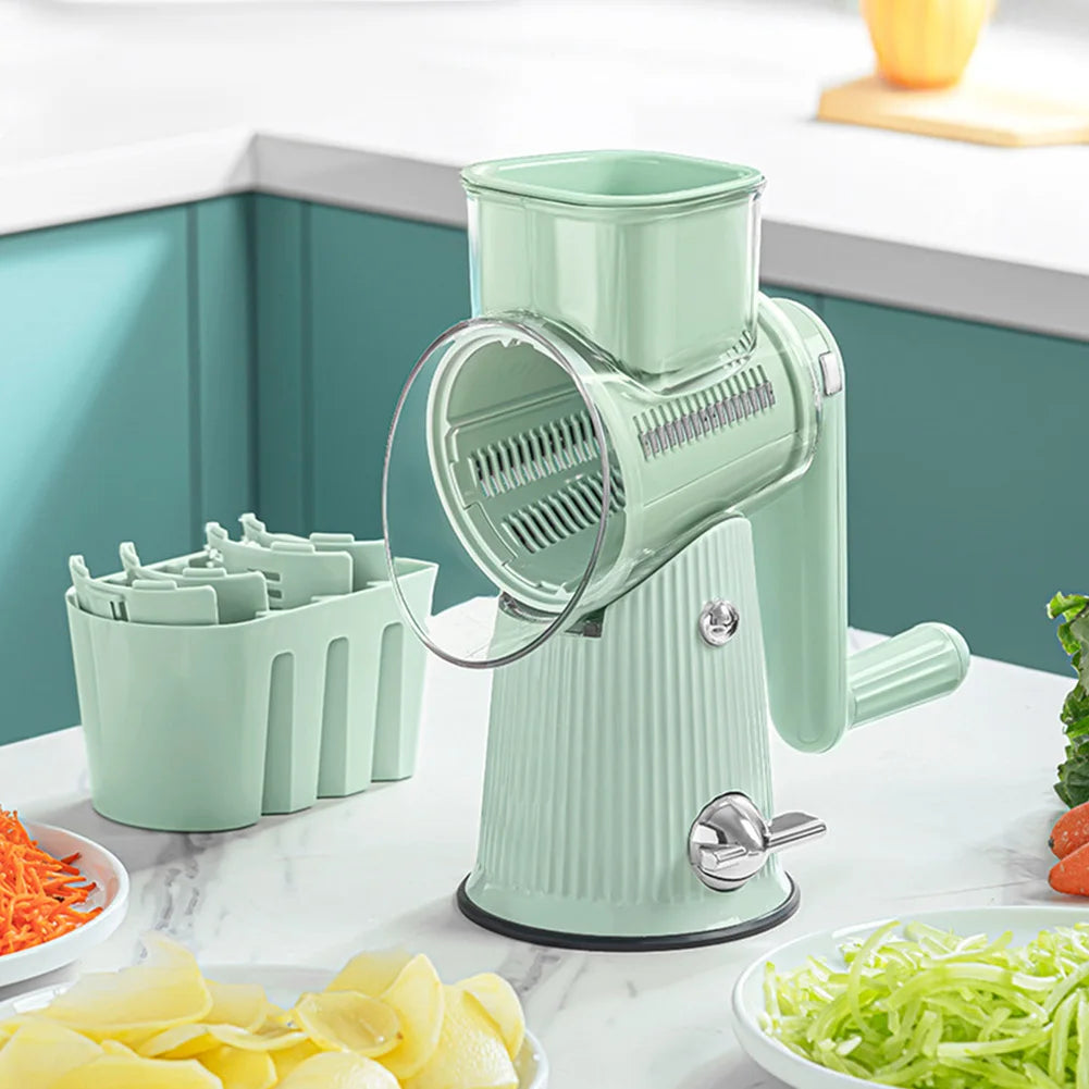 5 In 1 Vegetable Slicer With Handle Cheese Grater Hand Crank With 5 Group Blades Food Chopper Easy To Clean Kitchen Gadgets