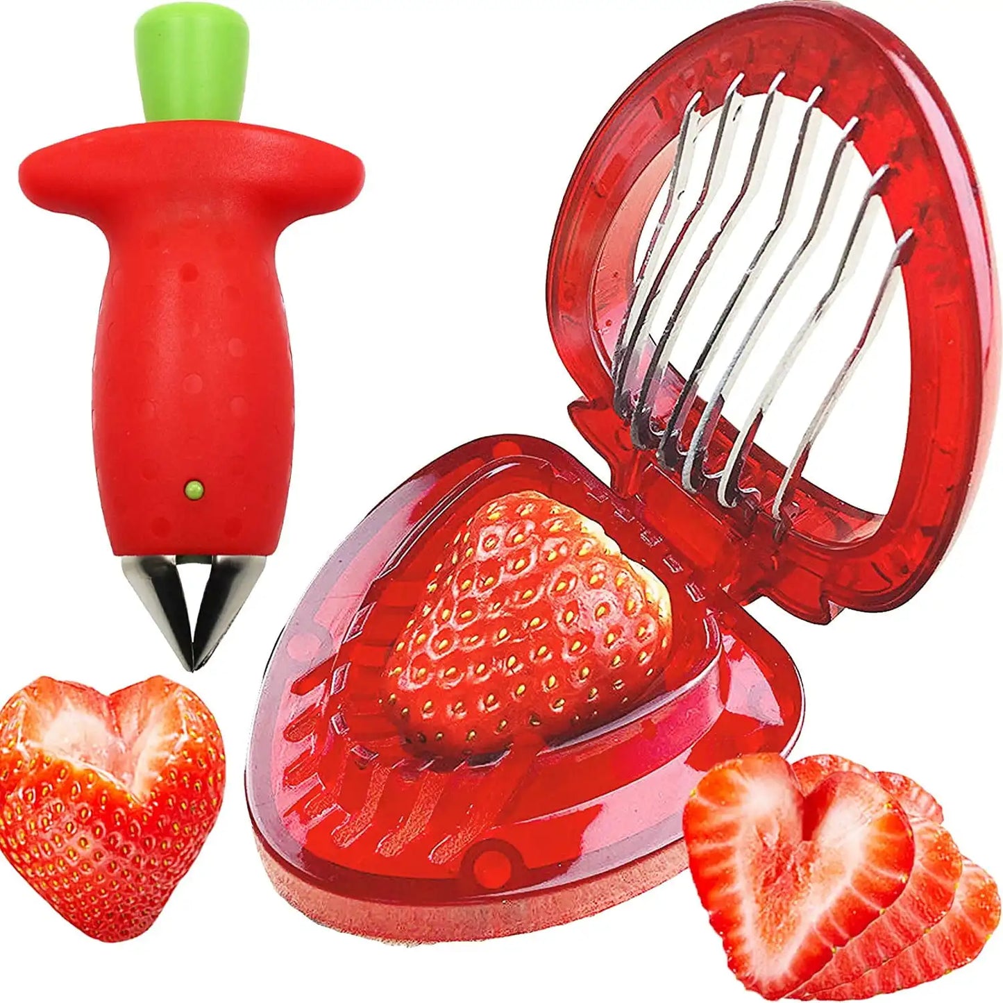 1/2PCS Strawberry Huller Stem Remover And Strawberry Slicer Set Potatoes Tomato Corer Slicer Stainless Steel Kitchen Tools