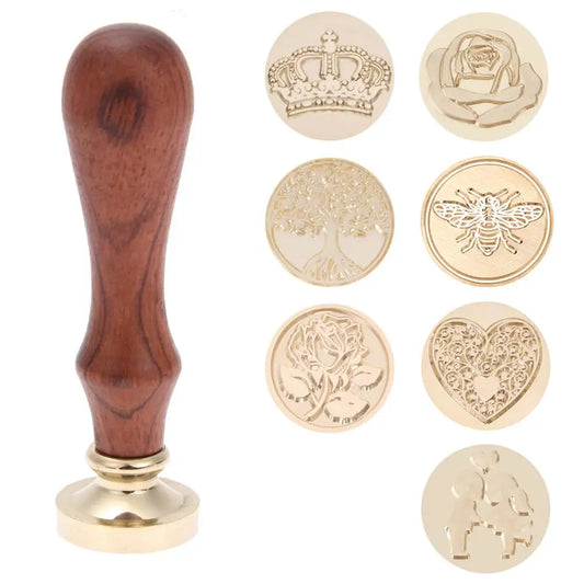 Retro Wax Sealing Stamp Wood Handle Grip Wedding Post Seal Stamping Decor Macaron Color Postcard Gifts Decorative Supply