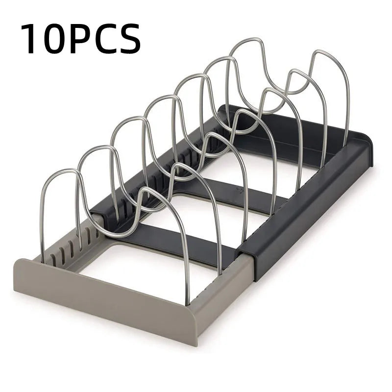 Kitchen Cabinet Organizers for Pots and Pans Expandable Stainless Steel Storage Rack Cutting Board Drying Cookware Shelf