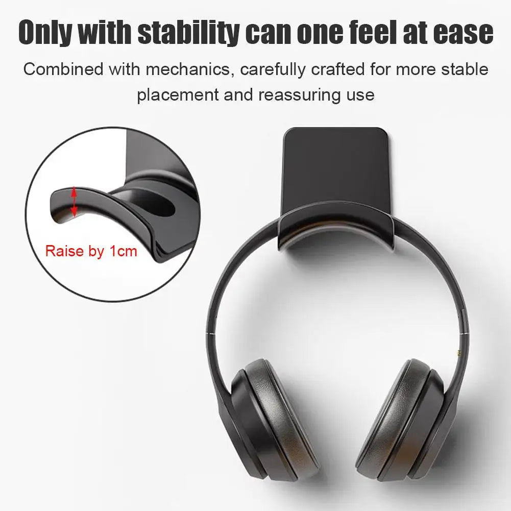 Universal Headphone Stand Adhensive Plastic Wall Mount Hanger Under Desk Headset Rack Holder Support For Gaming Earphone Bracket