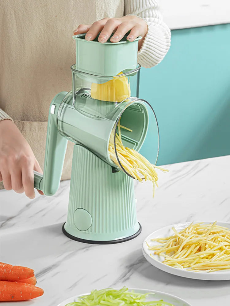 5 In 1 Vegetable Slicer With Handle Cheese Grater Hand Crank With 5 Group Blades Food Chopper Easy To Clean Kitchen Gadgets