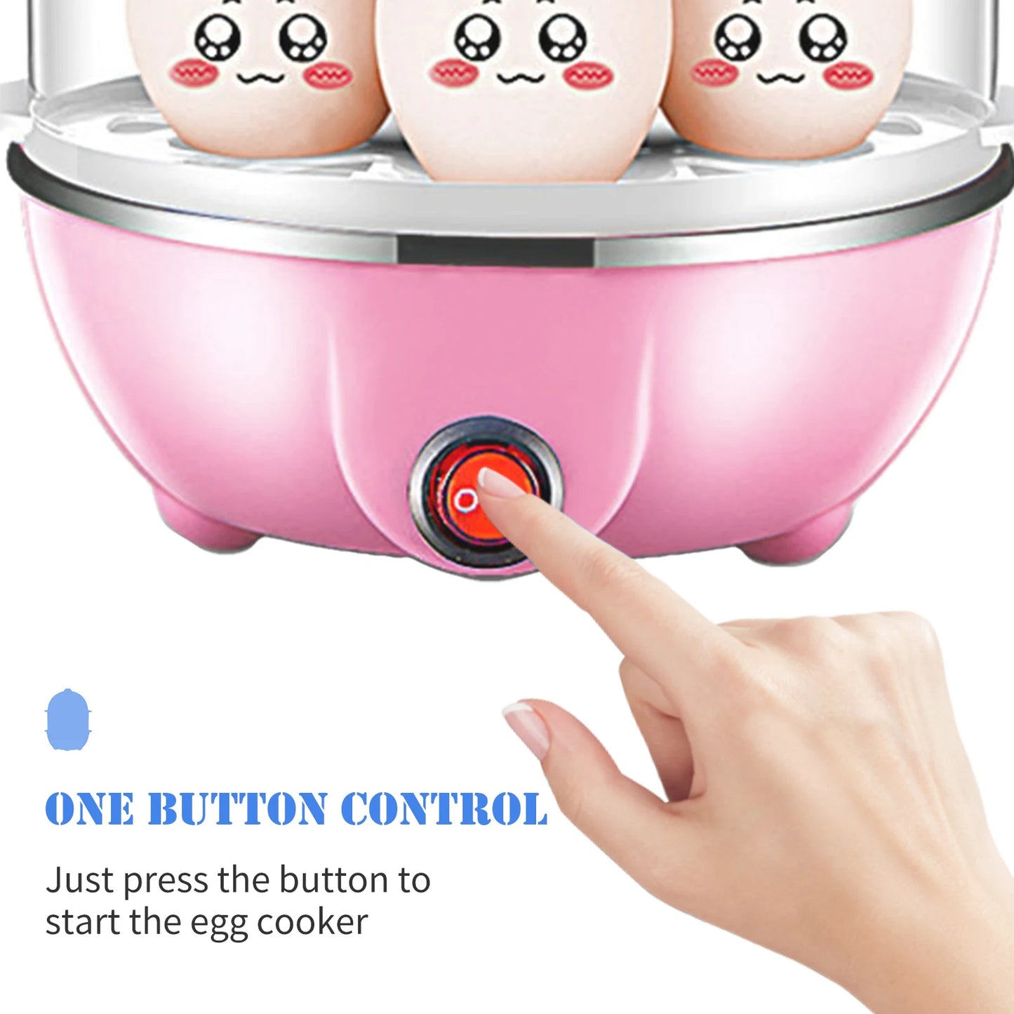 Double Layer Egg Cooker 14 Egg Capacity Hard Boiled Egg Cooker Anti-dry Electric Egg Boiler with 40mL Measuring Cup Steam