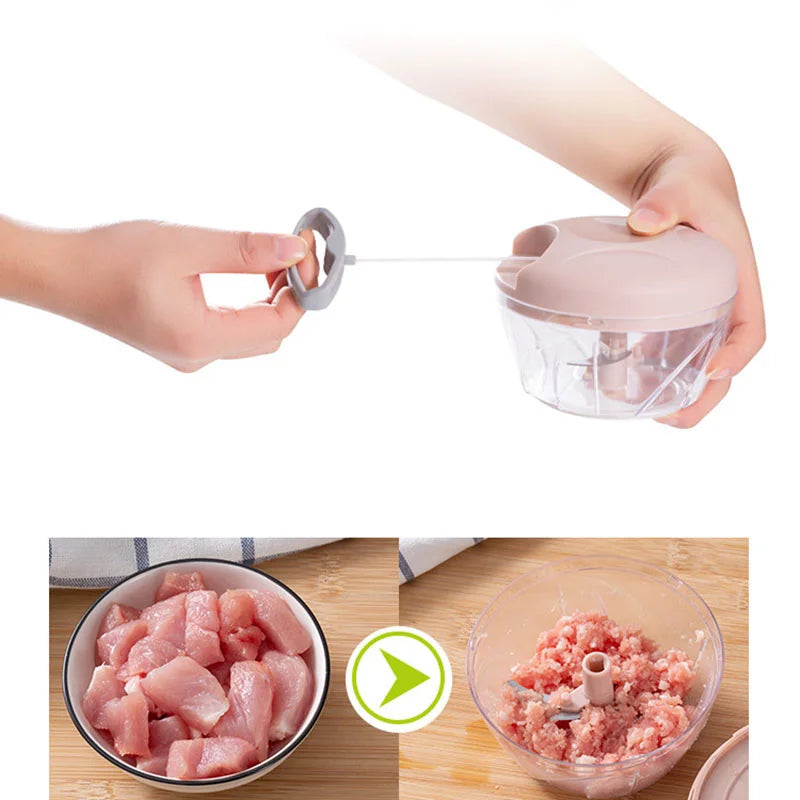 Kitchen Manual Garlic Press 500/900ml Manual Meat Mincer Garlic Chopper Multi-function Grinding Chopper Food Vegetables Cutter