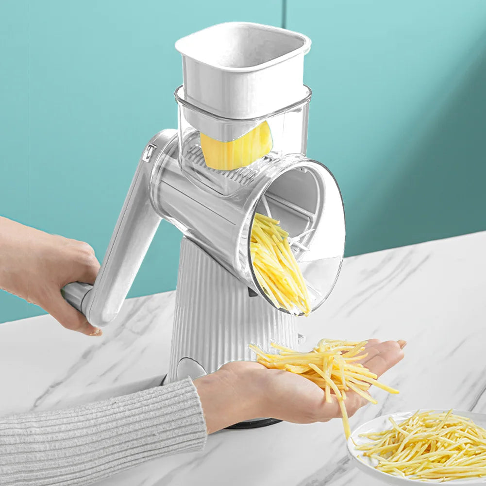 5 In 1 Vegetable Slicer With Handle Cheese Grater Hand Crank With 5 Group Blades Food Chopper Easy To Clean Kitchen Gadgets