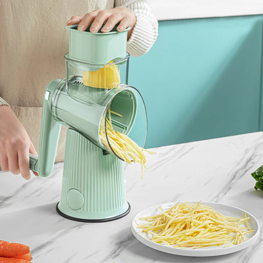 5 In 1 Vegetable Slicer With Handle Cheese Grater Hand Crank With 5 Group Blades Food Chopper Easy To Clean Kitchen Gadgets