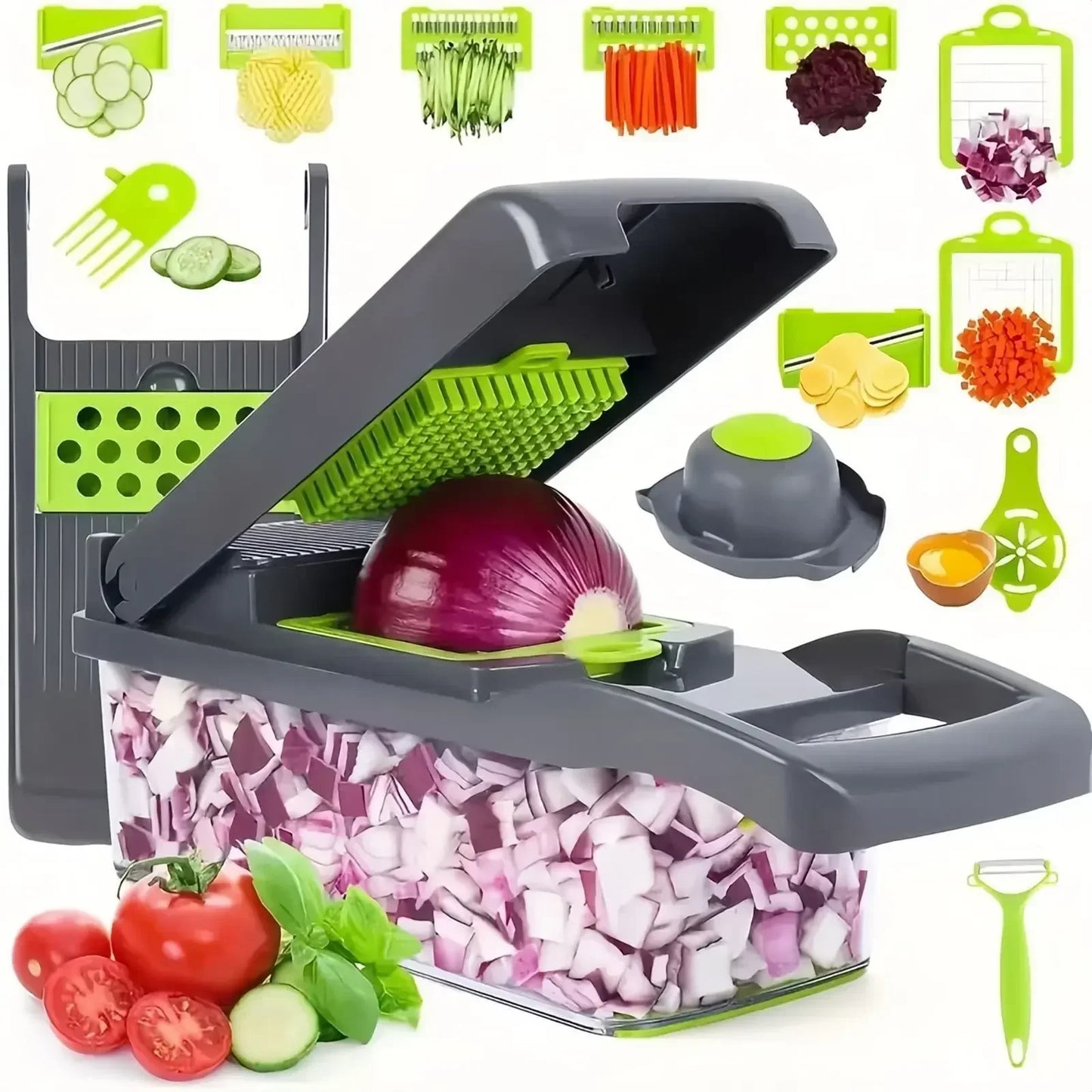 14pcs/Set Vegetable Chopper Multifunctional Fruit Slicer Manual Food Grater Cutter With Container Mincer Chopper Kitchen Stuff