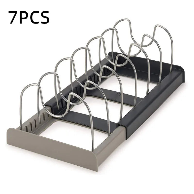 Kitchen Cabinet Organizers for Pots and Pans Expandable Stainless Steel Storage Rack Cutting Board Drying Cookware Shelf