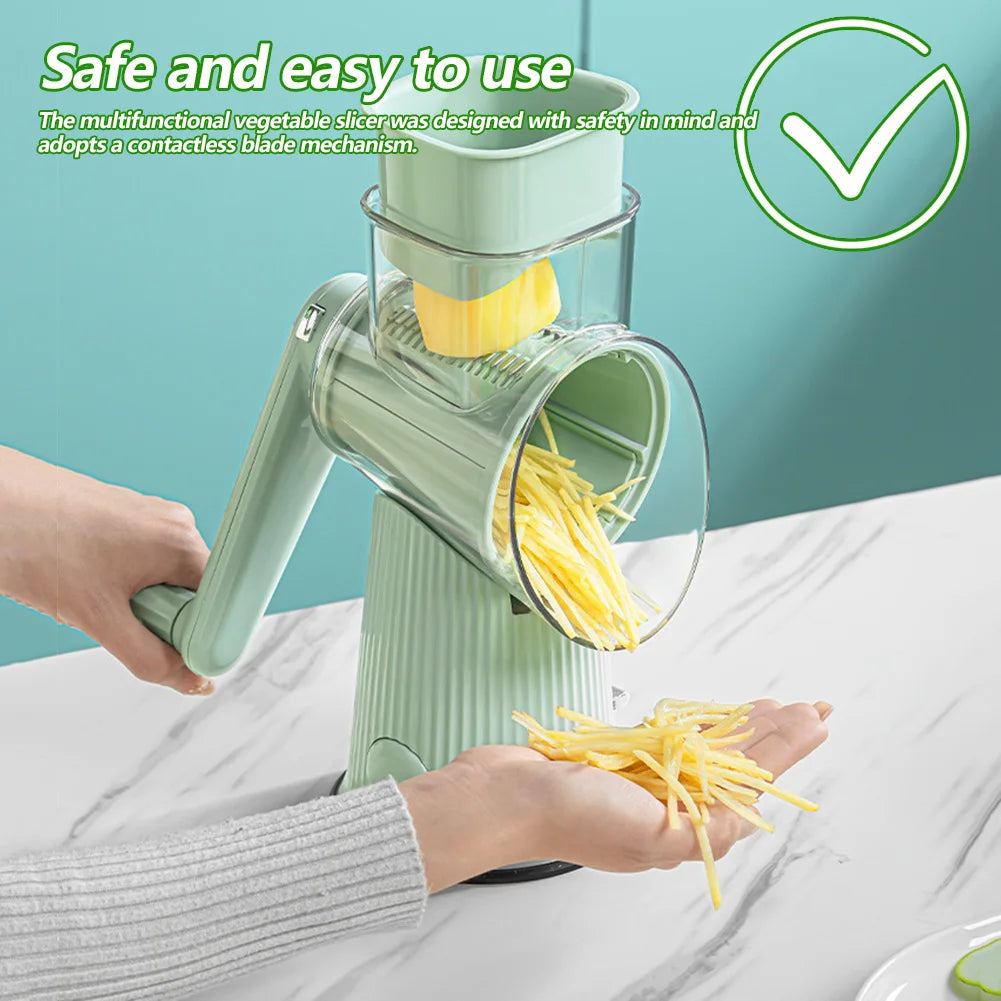 5 In 1 Vegetable Slicer With Handle Cheese Grater Hand Crank With 5 Group Blades Food Chopper Easy To Clean Kitchen Gadgets