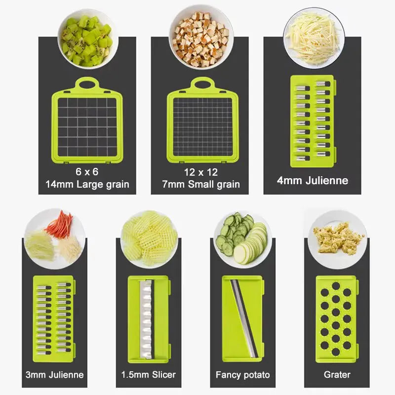 14pcs/Set Vegetable Chopper Multifunctional Fruit Slicer Manual Food Grater Cutter With Container Mincer Chopper Kitchen Stuff