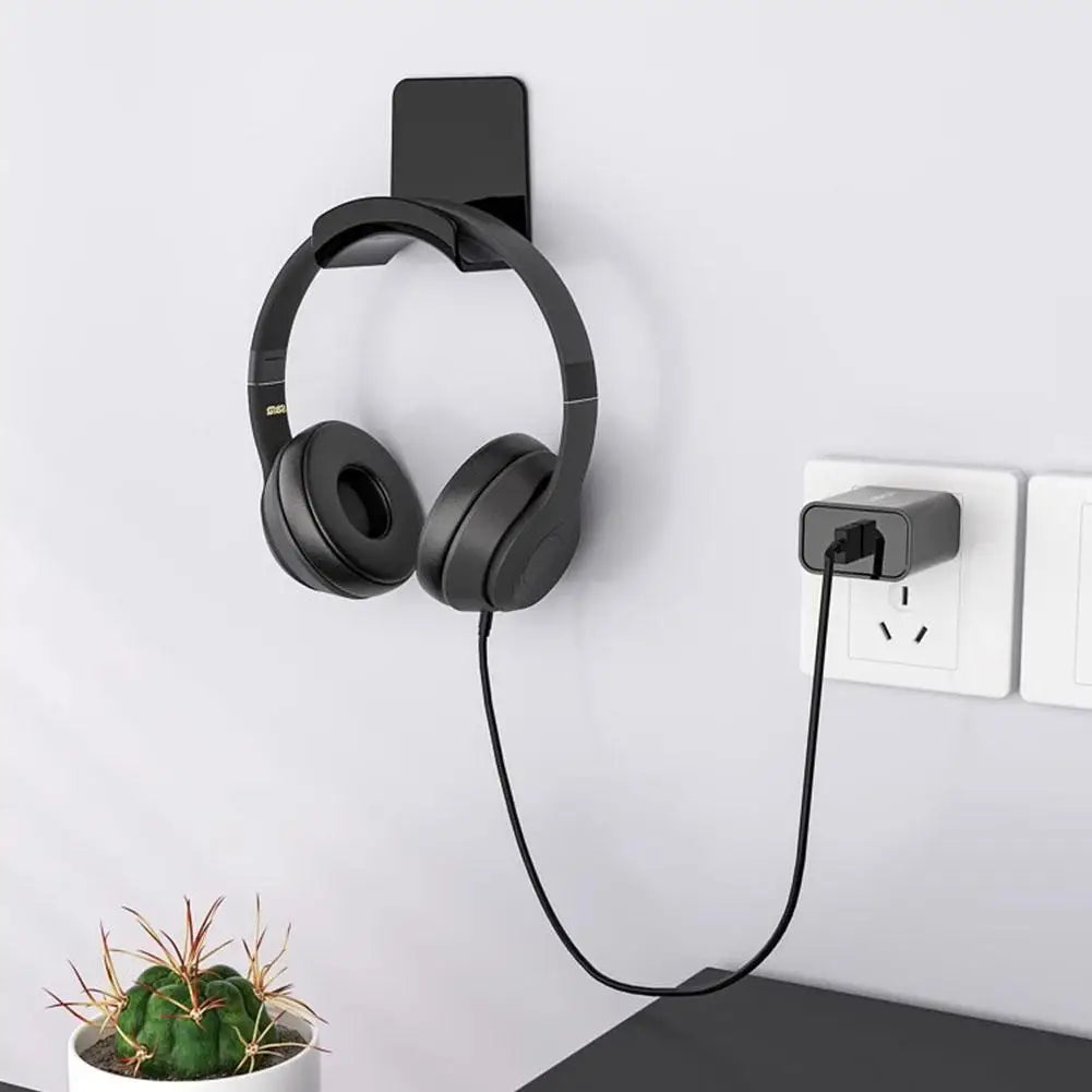 Universal Headphone Stand Adhensive Plastic Wall Mount Hanger Under Desk Headset Rack Holder Support For Gaming Earphone Bracket