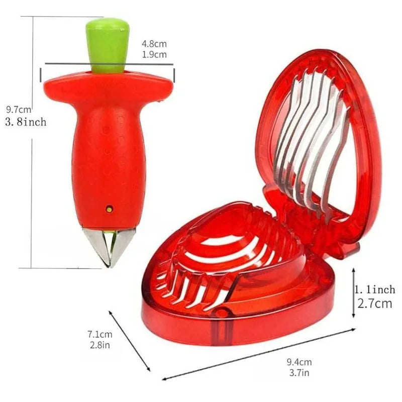 1/2PCS Strawberry Huller Stem Remover And Strawberry Slicer Set Potatoes Tomato Corer Slicer Stainless Steel Kitchen Tools