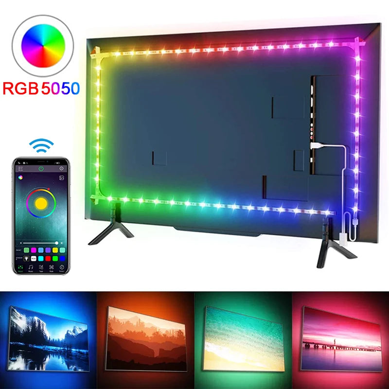 RGB 5050 Led Strip Light Bluetooth App 5V USB Led Tape Flexible Ribbon Diode Tape for TV Backlight Gaming Room Decoration